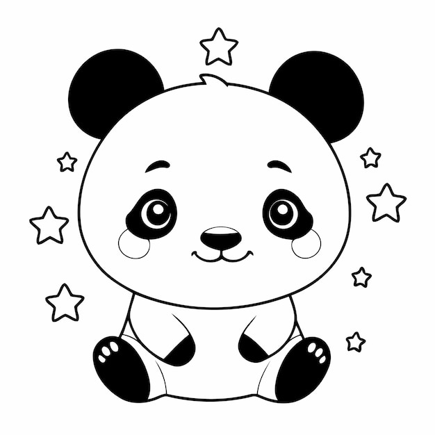 Vecteur des dessins animés de pandas dessinés à la main pour les tout-petits