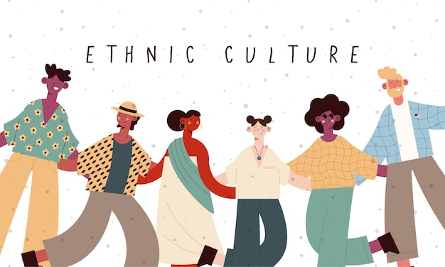 Vecteur dessins animés de personnes de culture ethnique sur fond blanc
