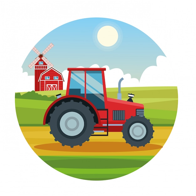 Vecteur dessins animés de tracteur agricole