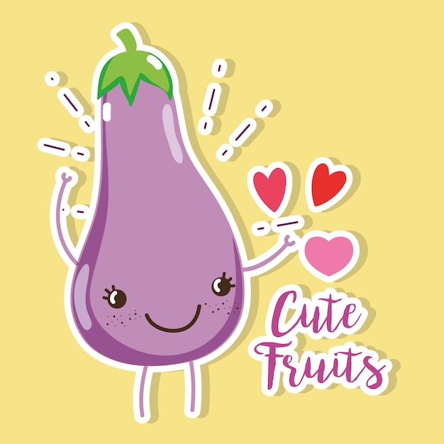 Dessins d&#39;aubergine mignon vector design graphique d&#39;illustration