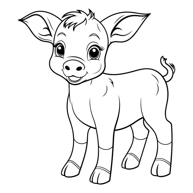 Vecteur des dessins à colorier du mignon cochon de dessin animé