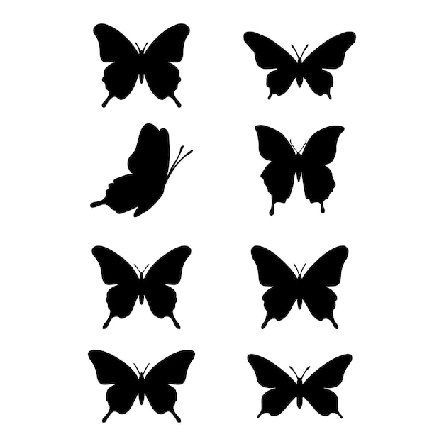 Des dessins élégants de silhouettes de papillons