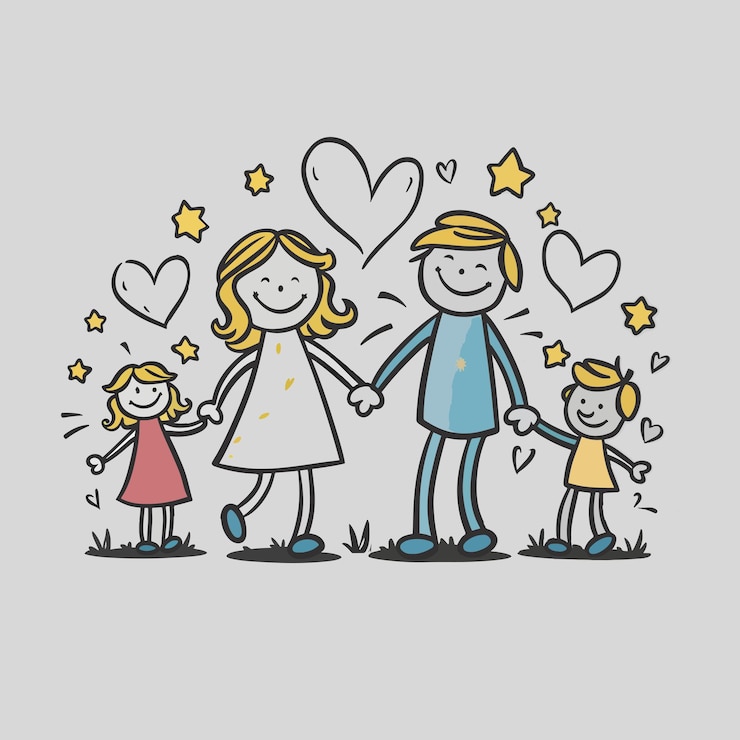 Vecteur dessins de famille