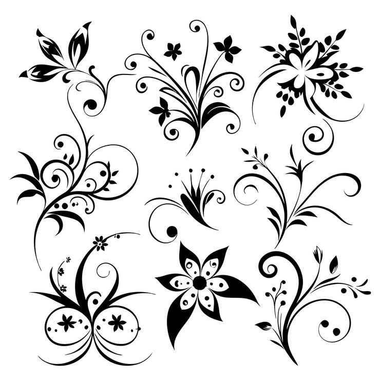 Vecteur des dessins floraux vectoriels de différentes couleurs 11