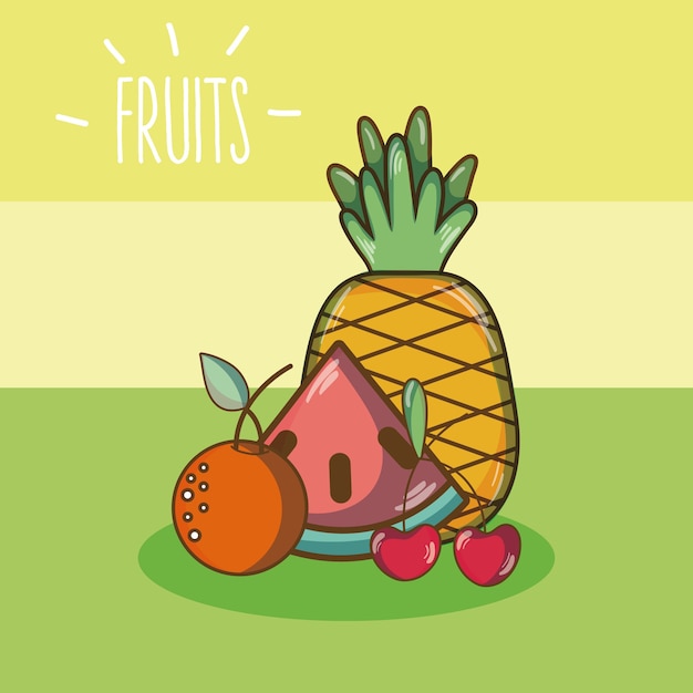 Dessins de fruits sucrés sur fond coloré