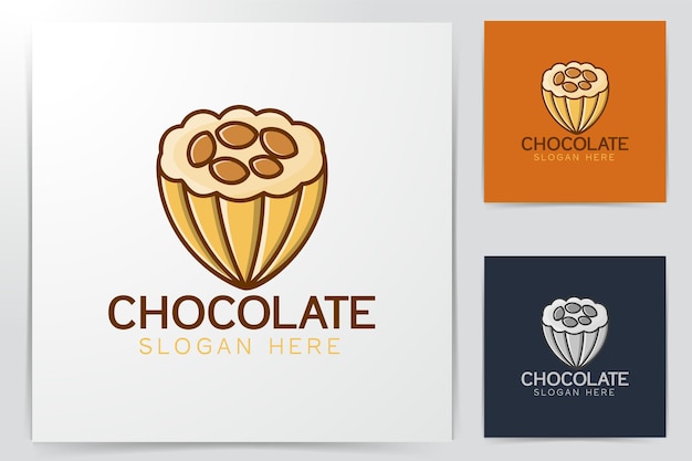 Les Dessins De Logo De Fève De Cacao Inspiration Isolé Sur Fond Blanc