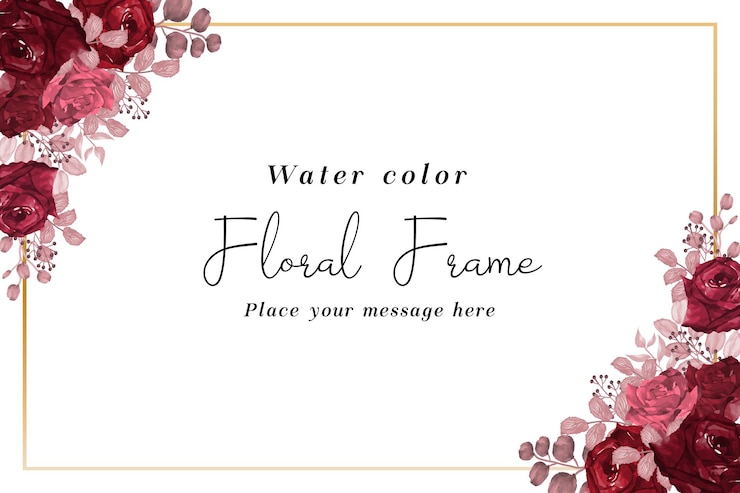 Vecteur dessins de modèle de cadre floral de belles roses sertie d'aquarelle vecteur premium