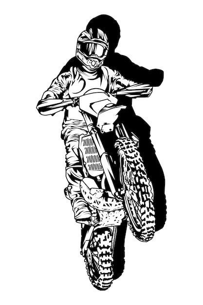 Vecteur dessins de moto de motocross noir et blanc illustration vectorielle