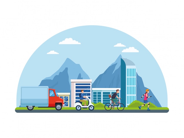 Dessins de transports urbains et de mobilité