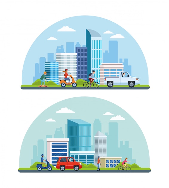 Dessins de transports urbains et de mobilité