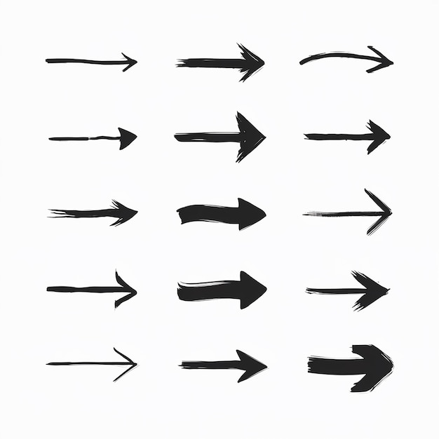 Vecteur des dessins variés de coups de pinceau arrangement de grille de la flèche noire unique