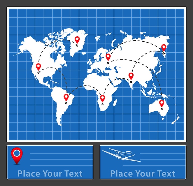 Destination de carte du monde Connexion de carte internationale Carte du monde distribution logistique Illustration vectorielle