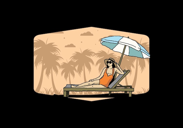 Détendez-vous Sur La Chaise De Plage Sous L'illustration Du Parapluie