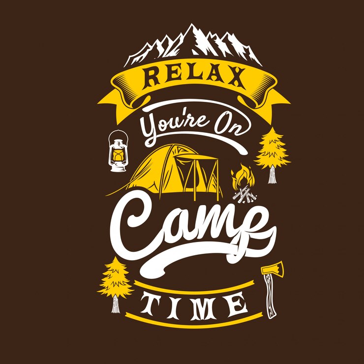 Vecteur détendez-vous, vous êtes au campement. paroles de camping et citations.