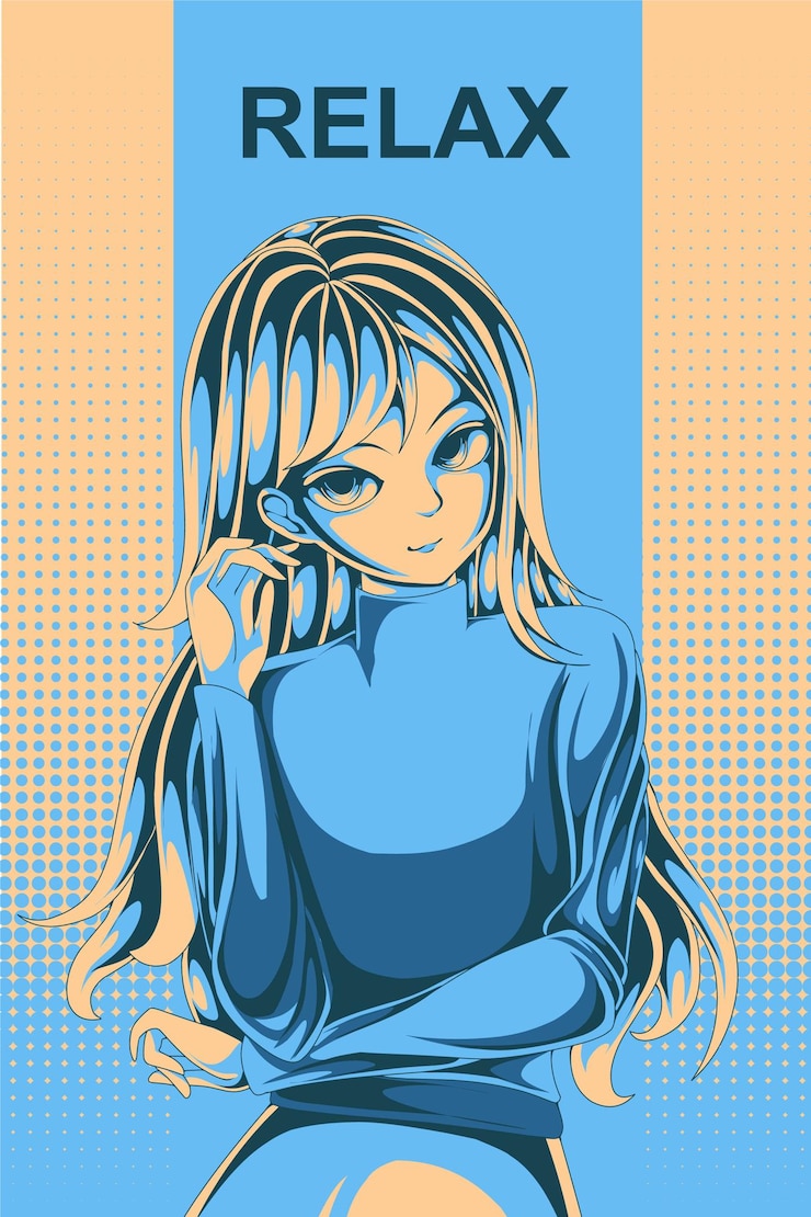 Vecteur détendre l'illustration de style demi-teinte rétro anime