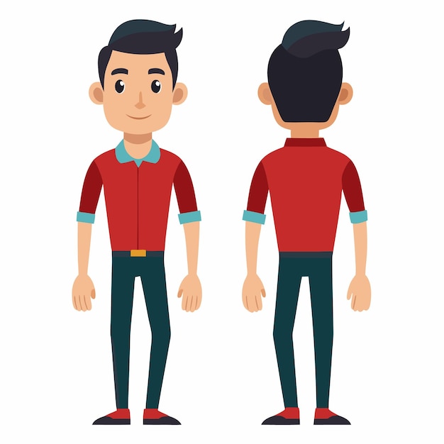 Deux angles différents d'un homme avec une chemise qui dit vecteur de conception plat