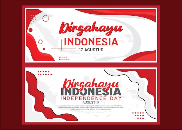 Deux Bannières Célébrant Le Jour De L'indépendance Indonésienne Le 17 Août