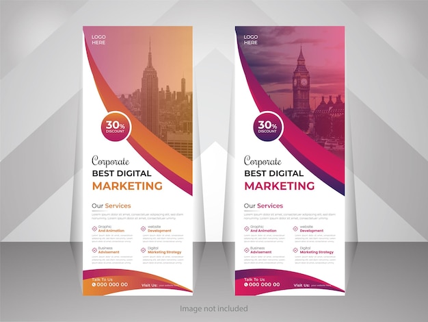 Vecteur deux bannières verticales pour une entreprise appelée corporate best digital marketing.