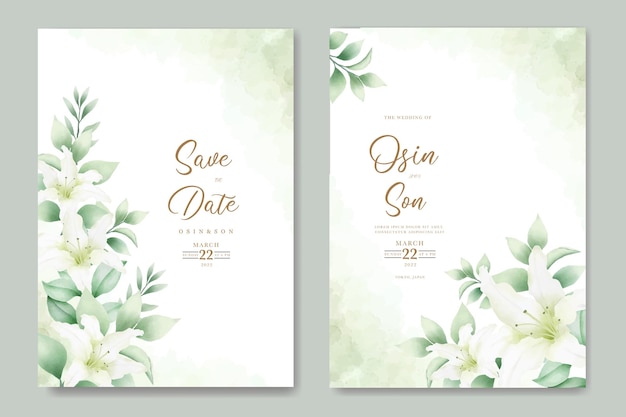 Vecteur deux brochures avec des fleurs et la date