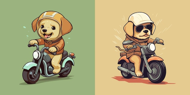 deux chiens de dessin animé sur une illustration de moto