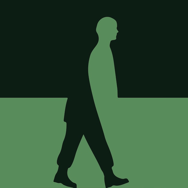 Vecteur deux demi-homme marchant en vert
