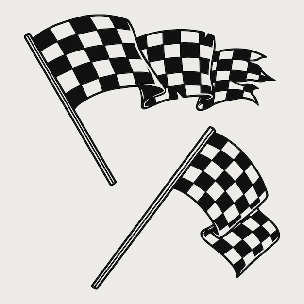 Deux Drapeaux à Damier De Course Isolated On White