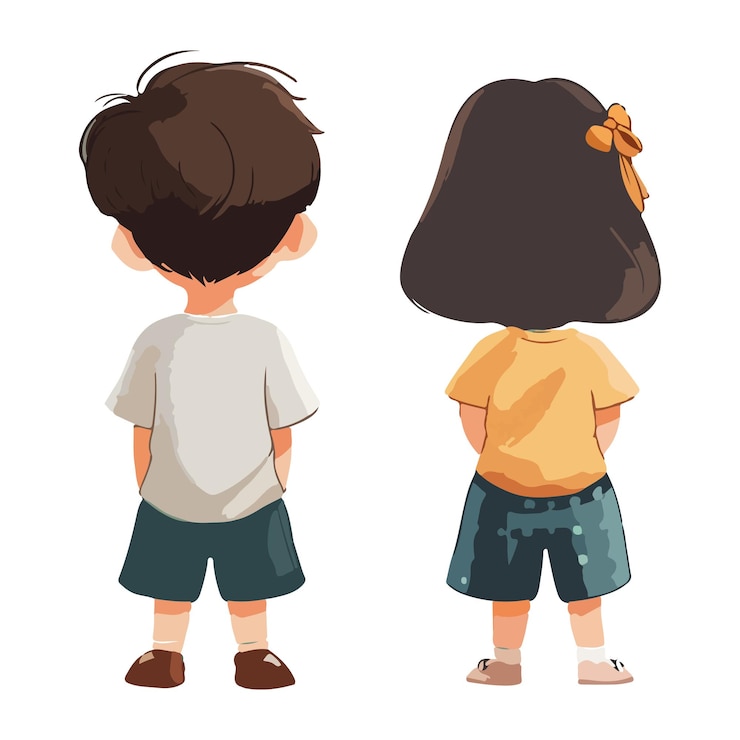 Vecteur deux enfants de derrière