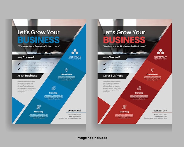 Vecteur deux flyers d'affaires développent votre modèle de flyer d'entreprise conception de flyer d'entreprise