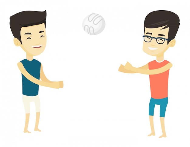 Deux Hommes Jouant Au Beach-volley.