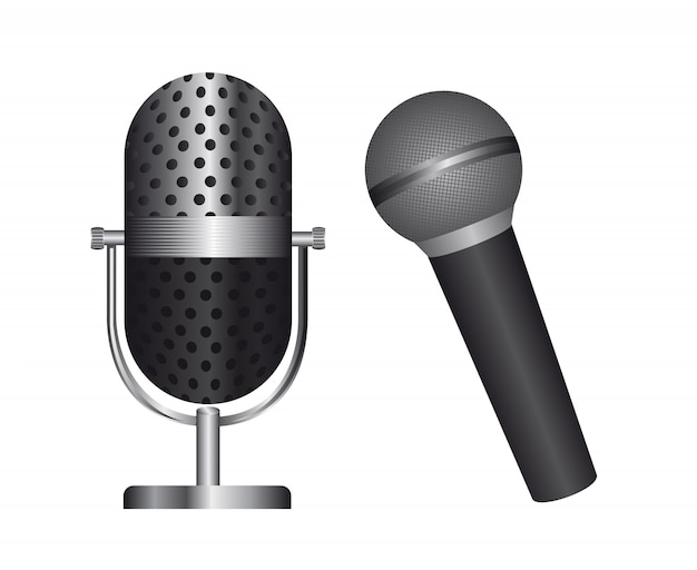 Deux Microphone Isolé Sur Fond Blanc