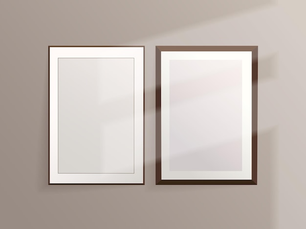 Deux modèles de cadres sur le mur mock-up vectoriel avec place pour la conception EPS 10