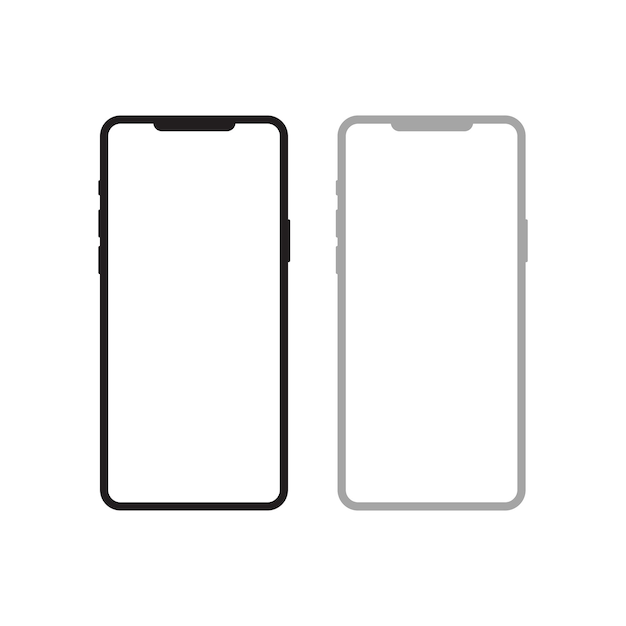 Deux modèles de smartphones vue avant isolés sur fond blanc