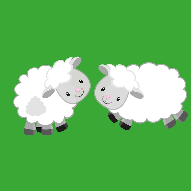 deux moutons sur le fond vert