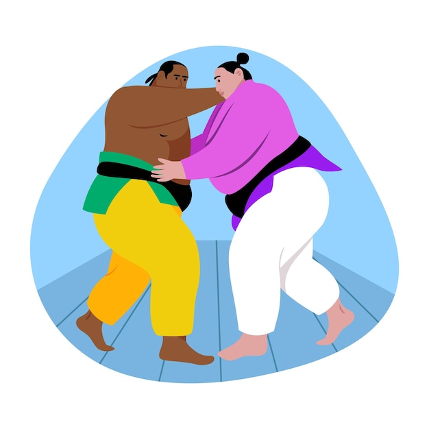 Deux personnages se battant l'un avec l'autre illustration de style plat