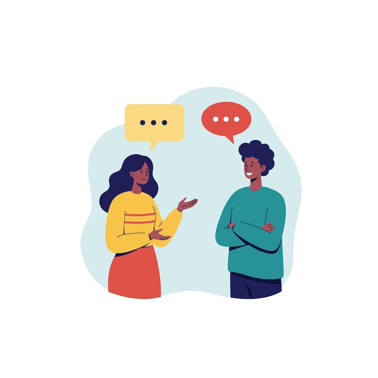 Vecteur deux personnes en conversation conception d'illustrations
