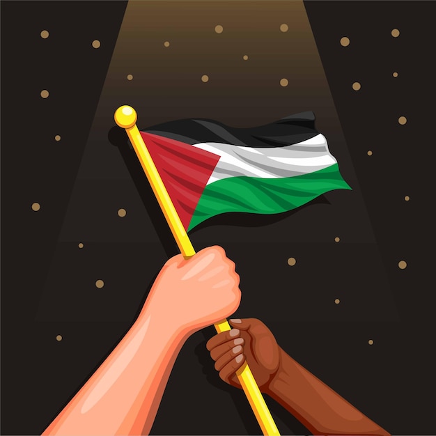 Deux Personnes Dans La Course De La Diversité Tenant Le Drapeau De La Palestine