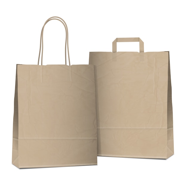 Deux Sacs Marron Shopping Vides