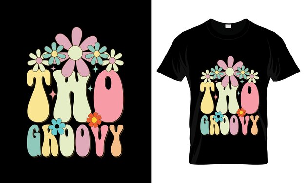 Vecteur deux t-shirts graphiques colorés avec un design de t-shirt groovy