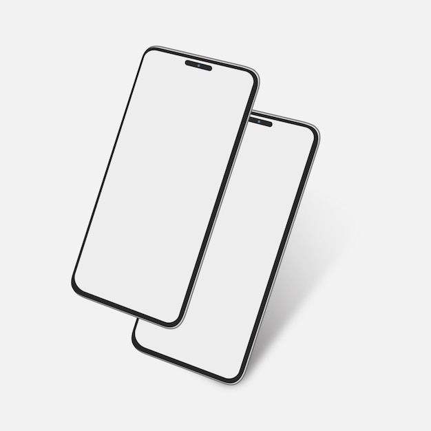 deux téléphones blancs sont affichés sur un fond blanc