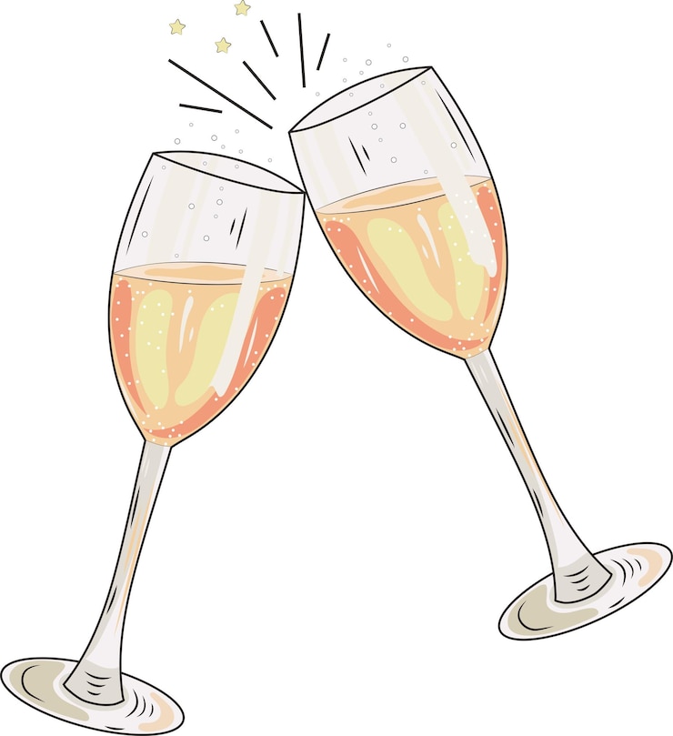 Deux verres de champagne à la toast illustration élément graphique carte d'art