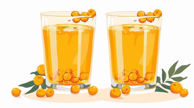 Vecteur deux verres de jus d'orange avec un autocollant qui dit yogourt