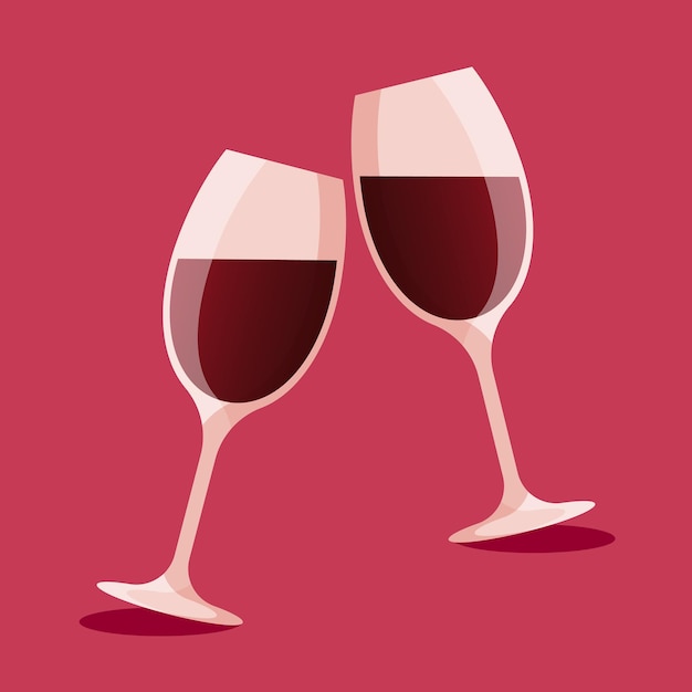 Deux verres de vin rouge Illustration vectorielle