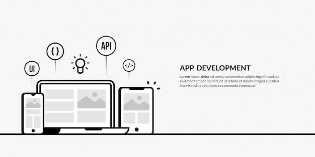 Développement d'application avec élément de contour sur jaune