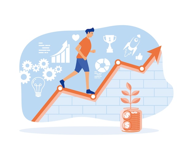 Vecteur développement personnel croissance des finances et réussite au travail formation éducation pratique leadership