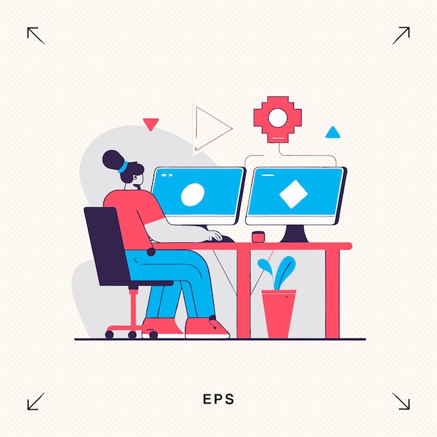 Développeurs de jeux vidéo Flat Design Abstract