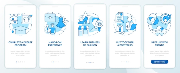 Devenir un créateur de mode sur l'écran de l'application mobile d'intégration bleue