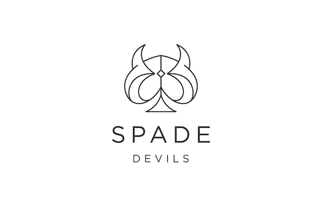 Devils Spade Ace Ligne Logo Icône Modèle De Conception Vecteur Plat