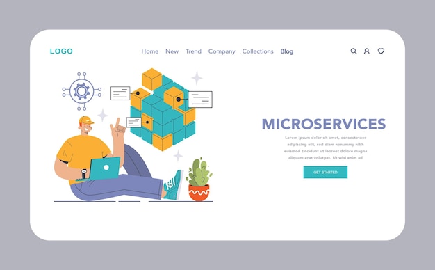 Devops bannière web ou page d'atterrissage méthodologie de développement de logiciel développement de logiciel et il