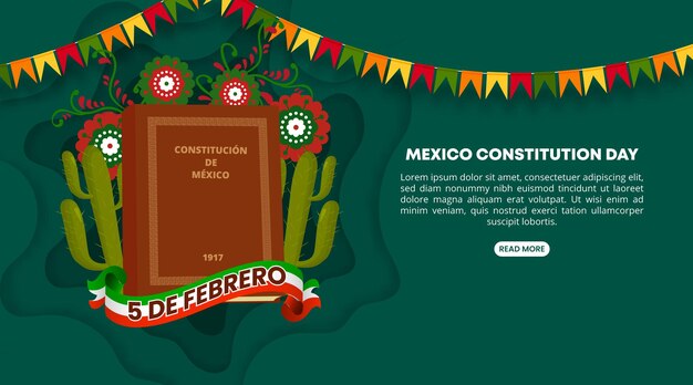 Dia de la Constitucion de Mexico ou design du jour de la Constitution du Mexique avec la Constitution mexicaine de 1917