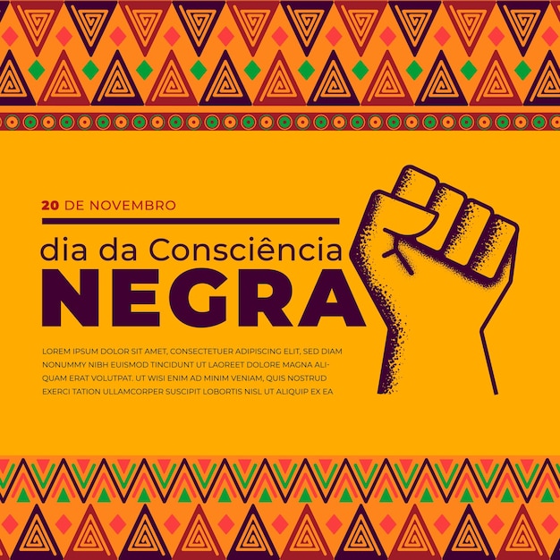 Dia Da Consciência Negra Bannière Modèle De Publication De Modèle Africain Main Noire
